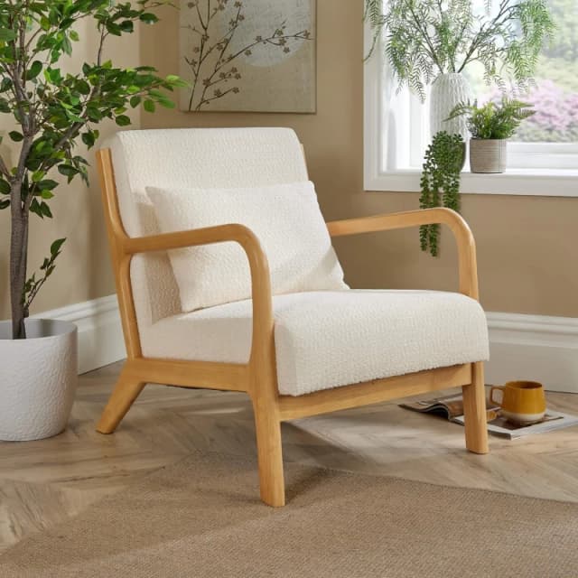 Home Source Nova Boucle Occasional Accent Armchair Cream