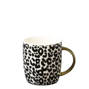 Animal Luxe Barrel Mug with Leopard Print Black