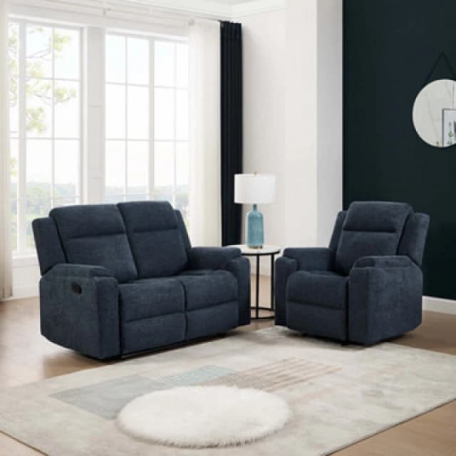 More4Homes Orka 1+2 Seater Fabric Manual Recliner Sofa Set Blue