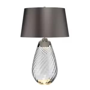 Lena 2 Light Large Smoke Table Lamp, Smoke-tinted Glass , Slate Shade, E27