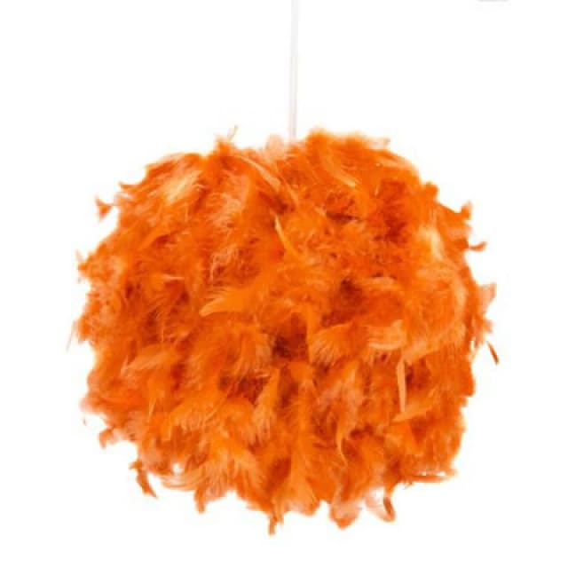 Happy Homewares Eye-Catching And Modern Small Orange Feather Decorated Pendant Lighting Shade