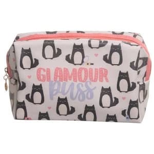 Glamour Puss Cat Design Handy PVC Make Up Toilet Wash Bag