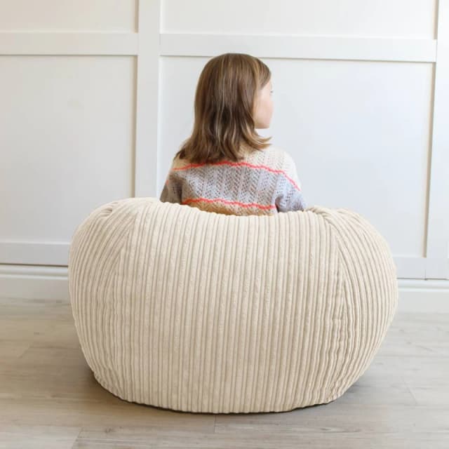 rucomfy Beanbags rucomfy Kids Slouchbag Bean Bag - Jumbo Cord - Ivory, White 012-MSLB-IVY