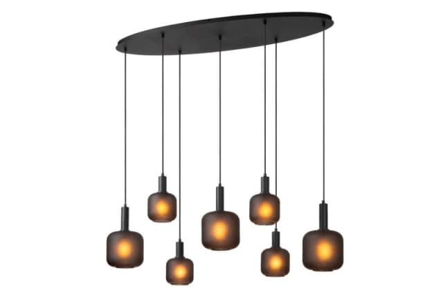 Lucide 'ELOISE' Dimmable Adjustable Indoor Stylish Modern Pendant Light 7xE27 Black