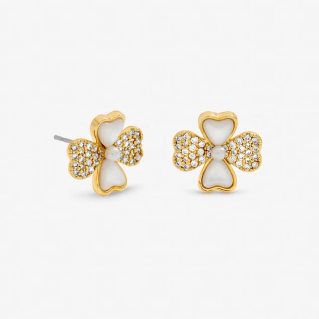 Inicio Mother of Pearl Pave Clover Studs - Gift Pouch Stud Earrings One Size Gold 41595310000