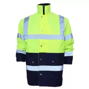 Yoko Unisex Hi-Vis 2 Band Two Tone Jacket (2XL) (Hi-Vis Yellow/Navy)