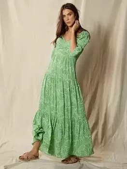 Mint Velvet Lucy Print Boho Maxi Dress, Green, Size 14, Women