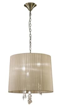 Tiffany Ceiling Pendant 3+3 Light E14+G9, Antique Brass with Soft Bronze Shade & Clear Crystal