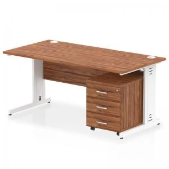 Dynamic Office Solutions Impulse 1600mm Cable Managed Straight Desk With Mobile Pedestal I003952