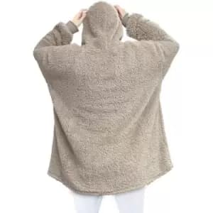Super Soft Teddy Fleece Natural Hoodied Blanket Fleece Hoodie - Natural - Country Club
