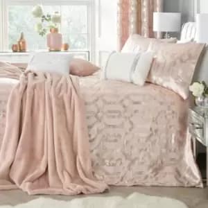 Home Claudette Velvet Foil Print Duvet Cover Set, Blush, Super King - By Caprice