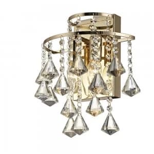 Wall Lamp Switched 2 Light E14 French Gold, Crystal