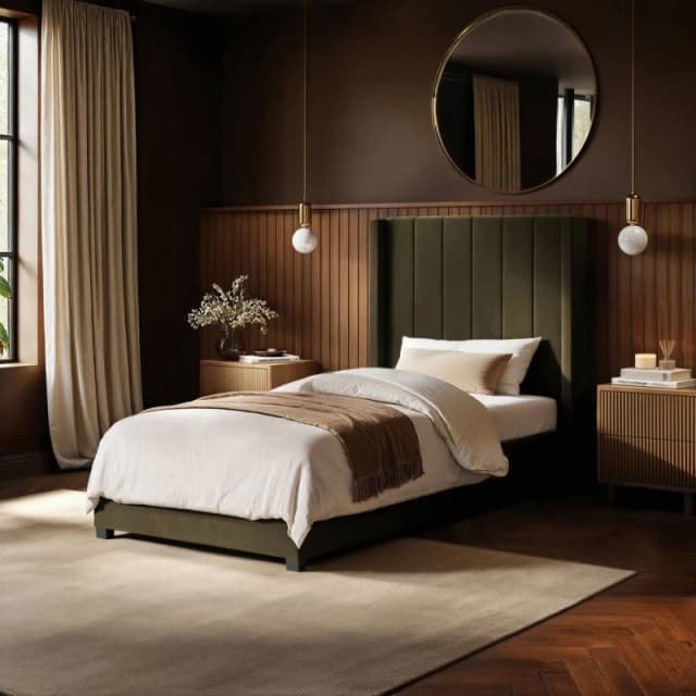 Flair Tiggy Single Ottoman Bed Velvet in Green Green Unisex Single