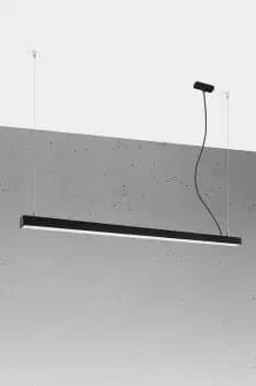 Pinne Integrated LED 145cm Linear Straight Bar Pendant Light Black 3000K
