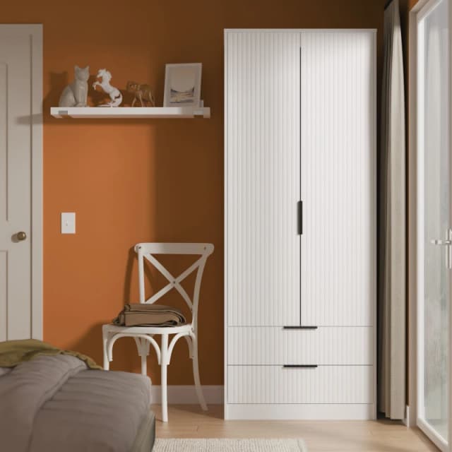 Ready Assembled 2 U Menai 2 Door 2 Drawer Wardrobe (Ready Assembled) in White White Unisex