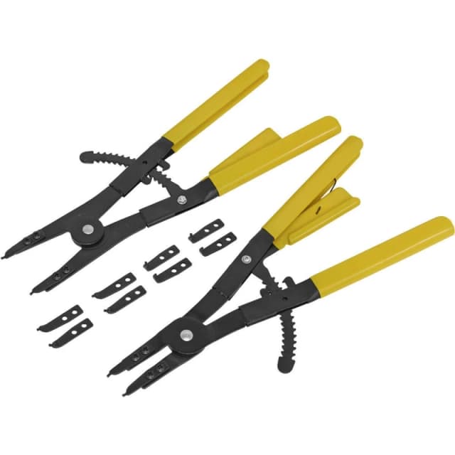 Loops 400mm Circlip Pliers Set - Internal & External - Interchangeable Tips PVC Grip Multi