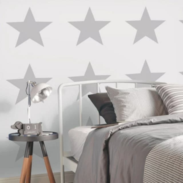 Galerie Deauville 2 Taupe Beige White Big Star Smooth Wallpaper