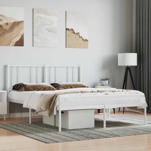 JINLEFU Metal Bed Frame without Mattress with Headboard White 160x200cm vidaXL JRVDZX-352532_DE