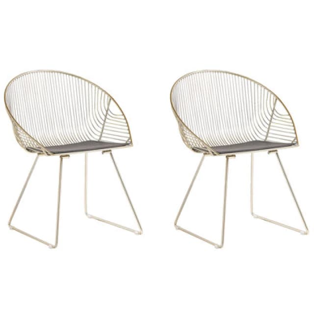 Beliani Set Of 2 Dining Chairs Aurora Metal Gold