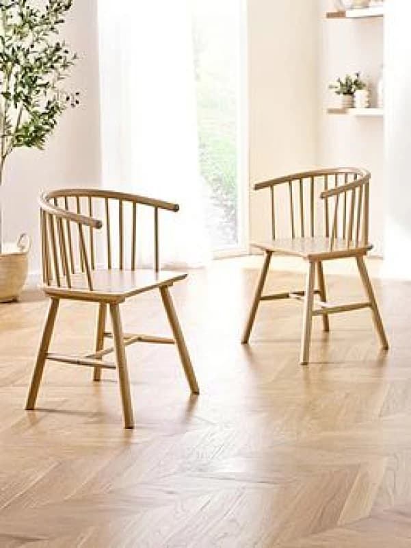 SO'HOME Kael Oak Curved Spindle Dining Chairs (Set of 2) Light Oak ONE SIZE