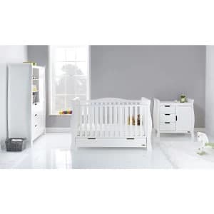Obaby Stamford Luxe Sleigh 3 Piece Room Set - White
