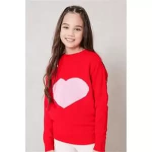 I Saw It First Red Girls Love Heart Knitted Jumper - Red