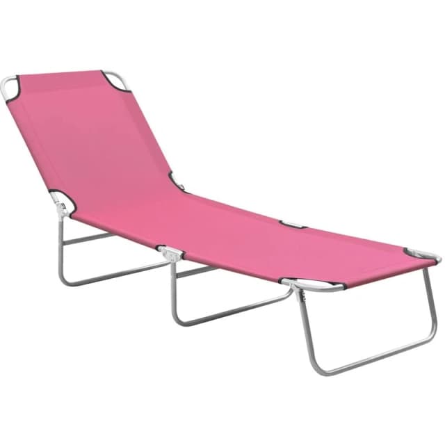 VIDAXL Folding Sun Lounger Steel and Fabric Pink Vidaxl 8720286072806