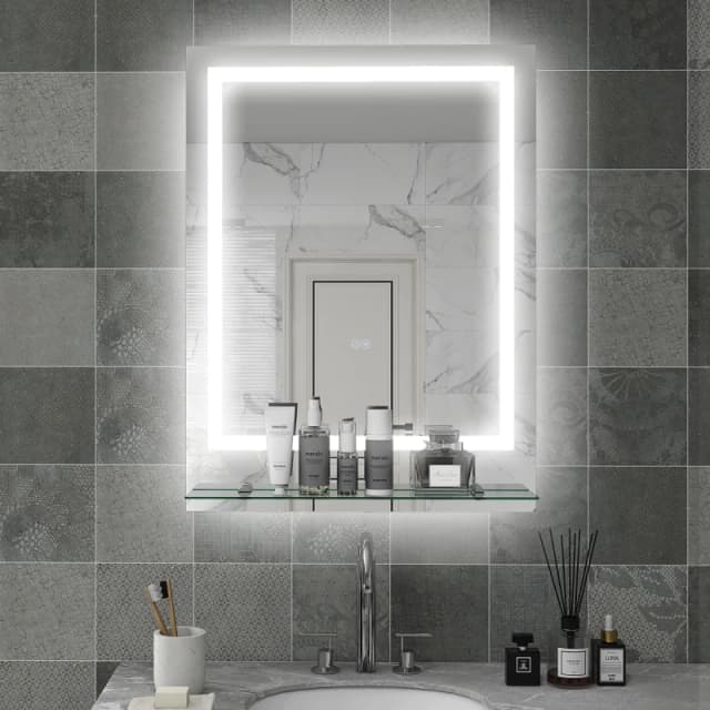 kleankin Dimmable Bathroom Mirror with LED Lights - 3 Colours - Defogging Film TJ Hughes 5056725361495