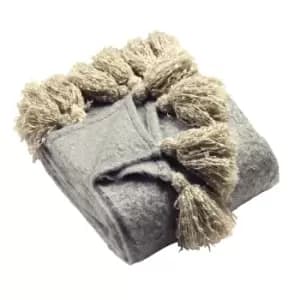 Romilly Tasselled Throw Grey/Natural