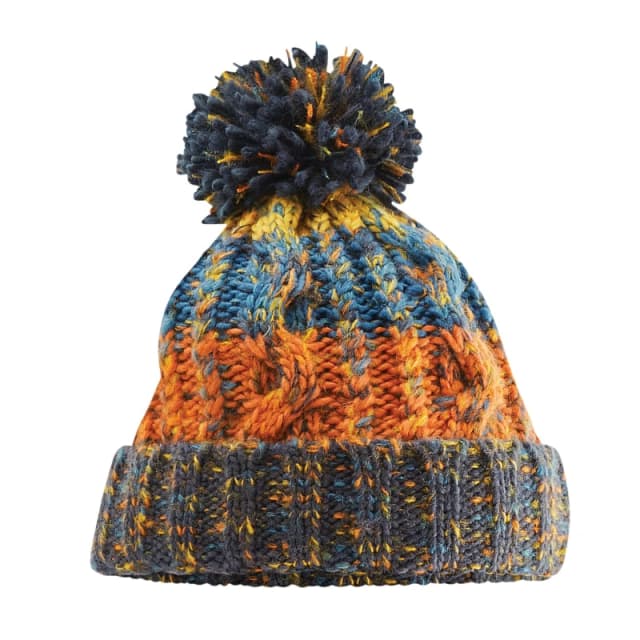 Beechfield Beechfield Men Corkscrew Knitted Pom Pom Beanie Hat Multi One Size Male 5057080769179