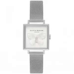 3D Butterfly Silver Mesh Watch