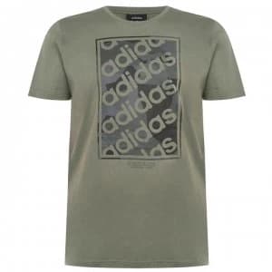 adidas Linear Repeat Mens T-Shirt - Khaki/Blk/Grey
