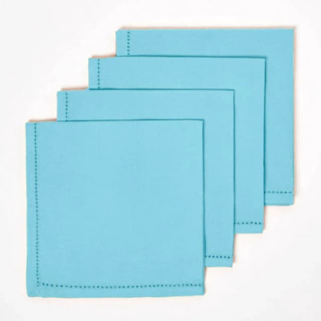 Homescapes Cotton Fabric 4 Napkins Set Blue