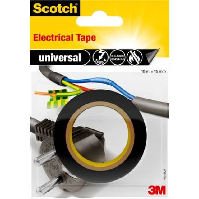3M 3M universal 4401BLA Electrical tape Scotch Black (L x W) 10 m x 15mm 4401BLA