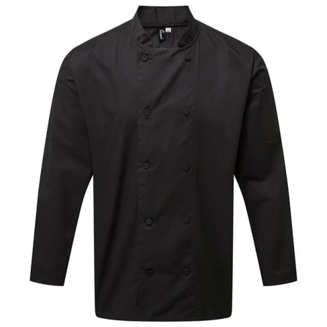 Premier Premier Men Chefs Coolchecker Long Sleeve Jacket in Black Size: 2X-large Black XXL Male 5059444453984