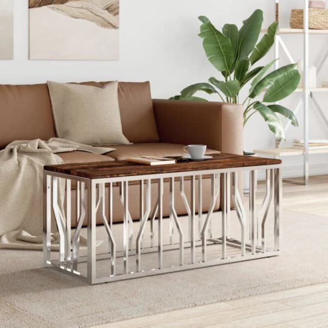 VIDAXL Coffee Table Stainless Steel and Solid Wood Reclaimed Vidaxl 8720287200314