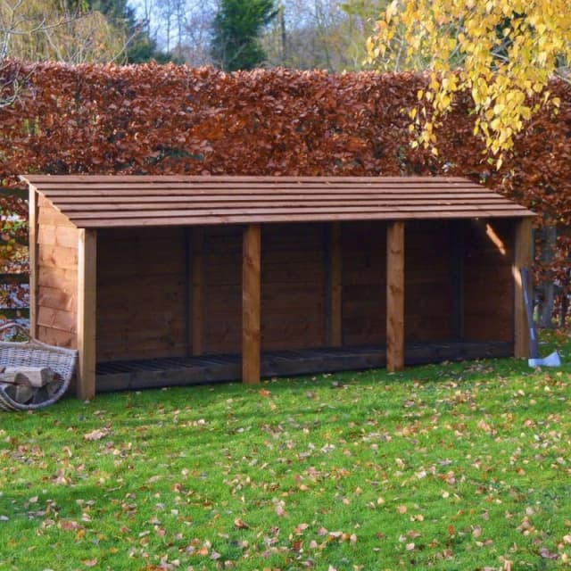 Rutland County Garden Furniture Ltd Empingham 4ft Log Store - L80 x W340 x H128cm - Rustic Brown Brown Unisex