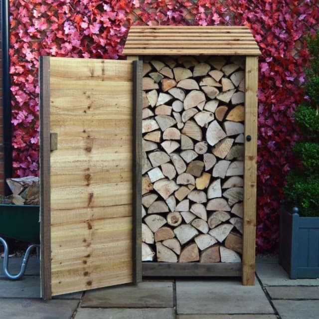 Rutland County Garden Furniture Ltd Burley 6ft Log Store with Doors - L80 x W89.5 x H181cm - Rustic Brown Brown Unisex