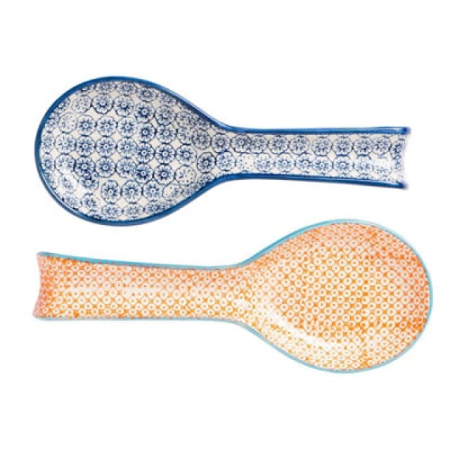 Nicola Spring Hand-Printed Kitchen Spoon Rests - 26.5cm - Pack of 2 Multi