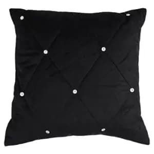 Riva Paoletti New Diamante Cushion Cover (55 x 55cm) (Black)
