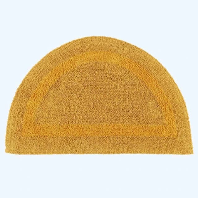 Homescapes Luxury Reversible Semi Circle Bath Mat - Mustard Yellow