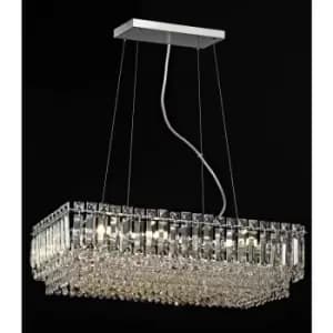 Impex Alvery 8 Light Polished Chrome Rectangular Ceiling Clear Crystal