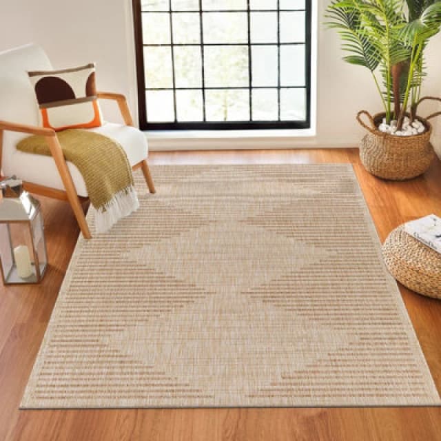 Livabliss In- & Outdoor Global Jute-Look Brown Ligaia Area Rug 120 X 170 Cm - Easy To Clean, Perfect For Balcony, Kitchen Or Dining Room