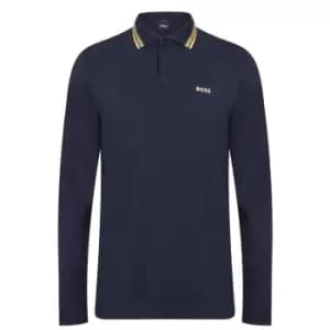 Boss Plisy Long Sleeve Polo Shirt - Blue