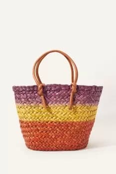 Ombre Straw Beach Basket Bag