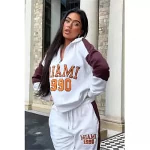 I Saw It First White Varsity Miami 1990 Slogan Colour Block Joggers - White