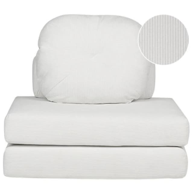 Beliani Single Sofa Bed Olden Corduroy Off-White
