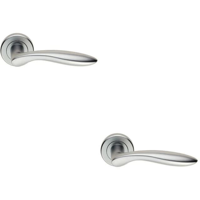 Loops 2x PAIR Smooth Ergonomic Handle on Round Rose Concealed Fix Satin Chrome Multi