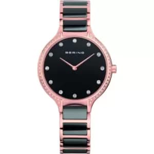 Ladies Bering Ceramic Black & Pink Watch