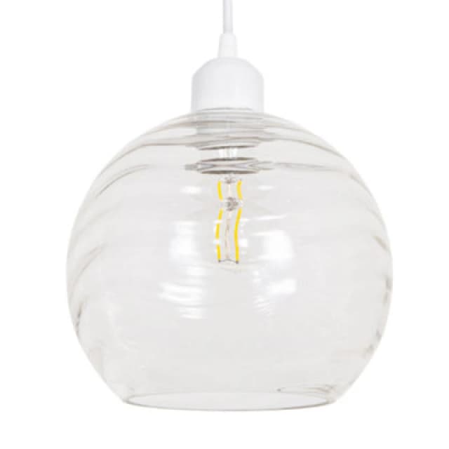 Happy Homewares Modern Designer Clear Circular Ribbed Glass Non Electric Pendant Lamp Shade